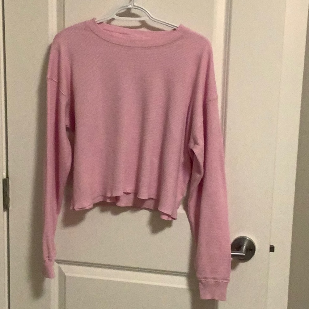 Arizia TNA waffle pink cropped shirt